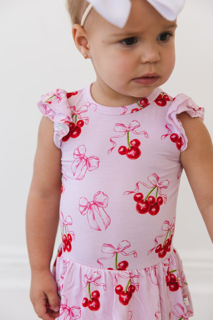 Cherries Twirl Bodysuit Dress - scoots