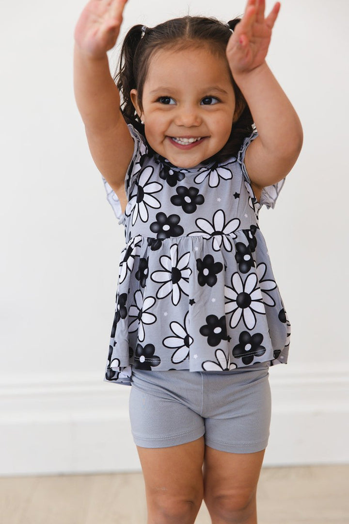 Shadow Peplum Biker Shorts Set - scoots