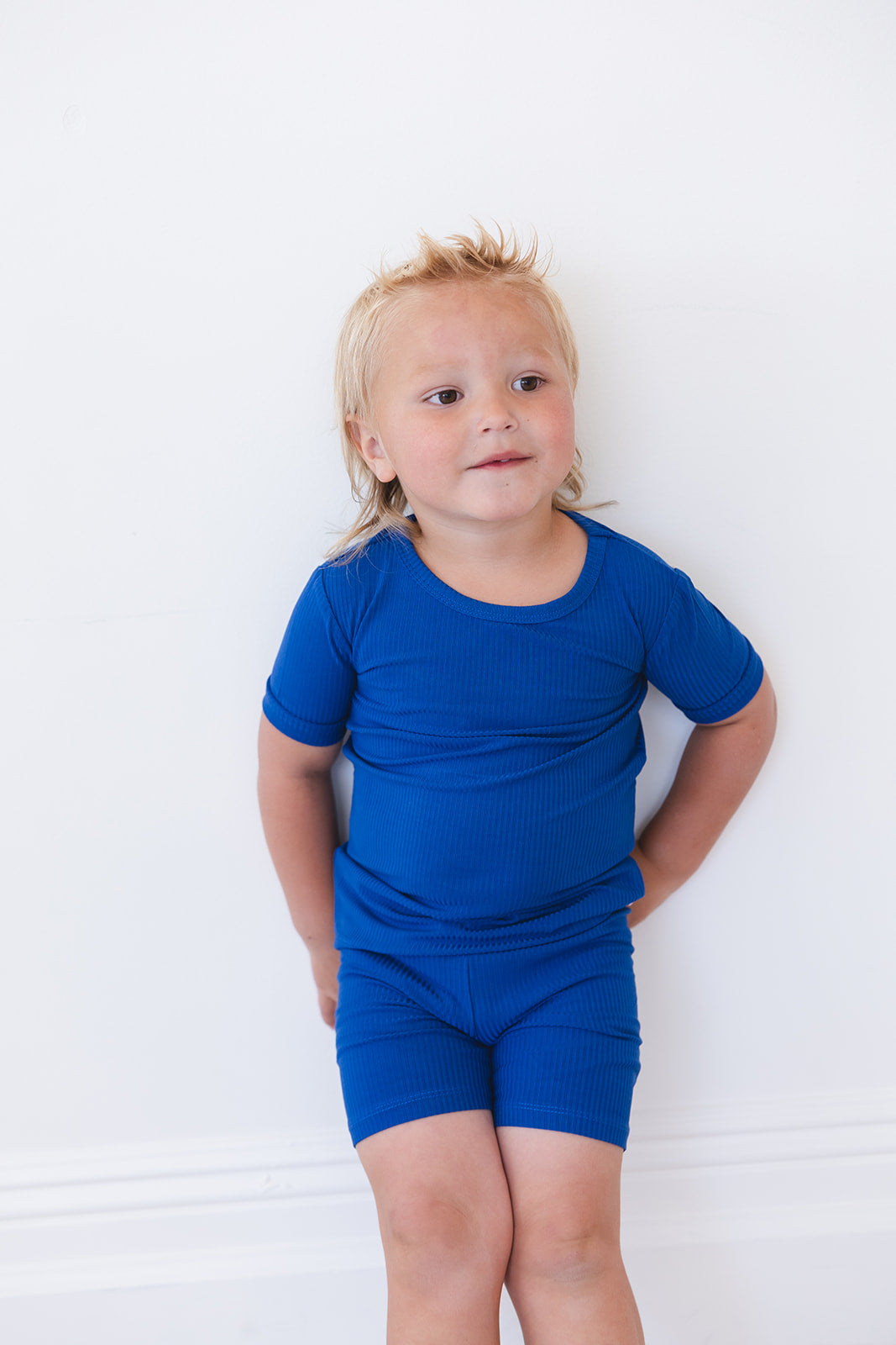 Navy Ribbed Short Jams