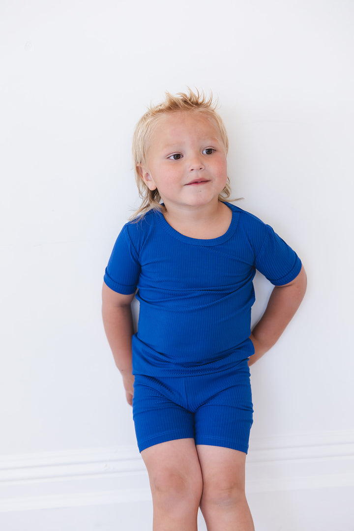 Navy Ribbed Short Jams