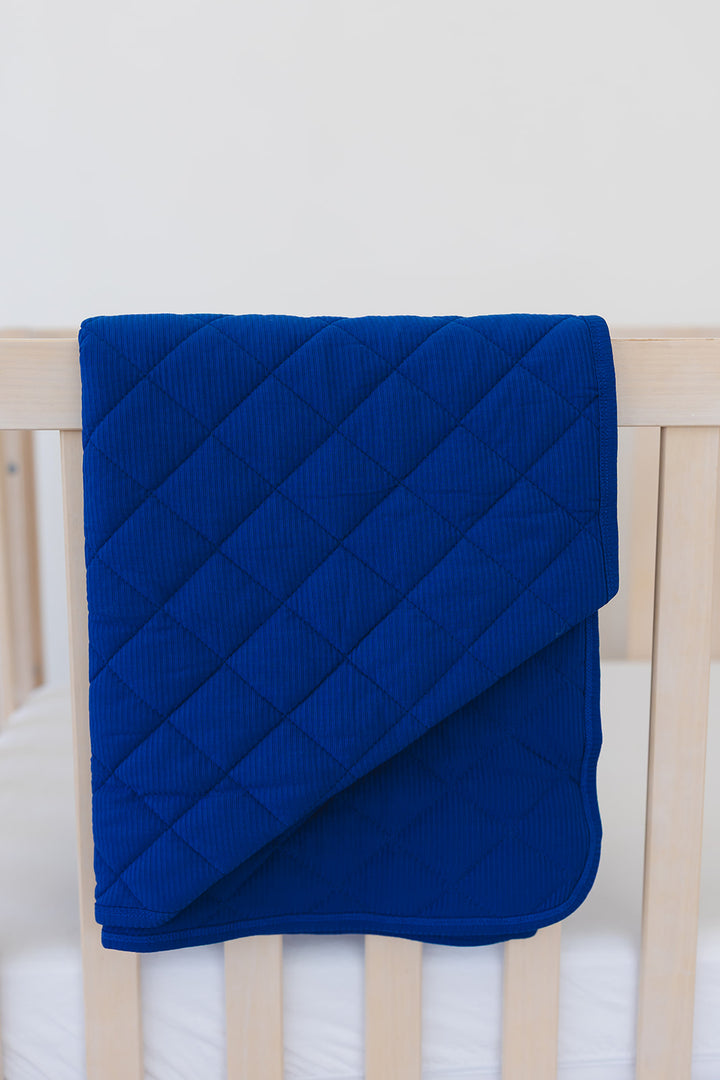 Navy Ribbed Quilted Blanket