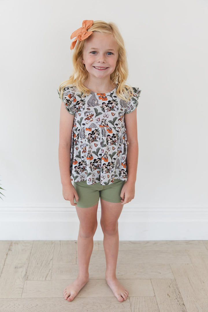 Safari Peplum Biker Shorts Set