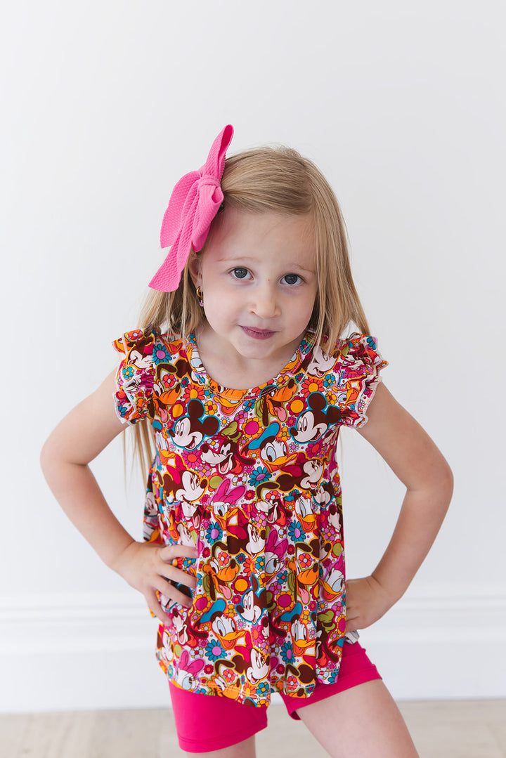 Flower Power Peplum Biker Shorts Set