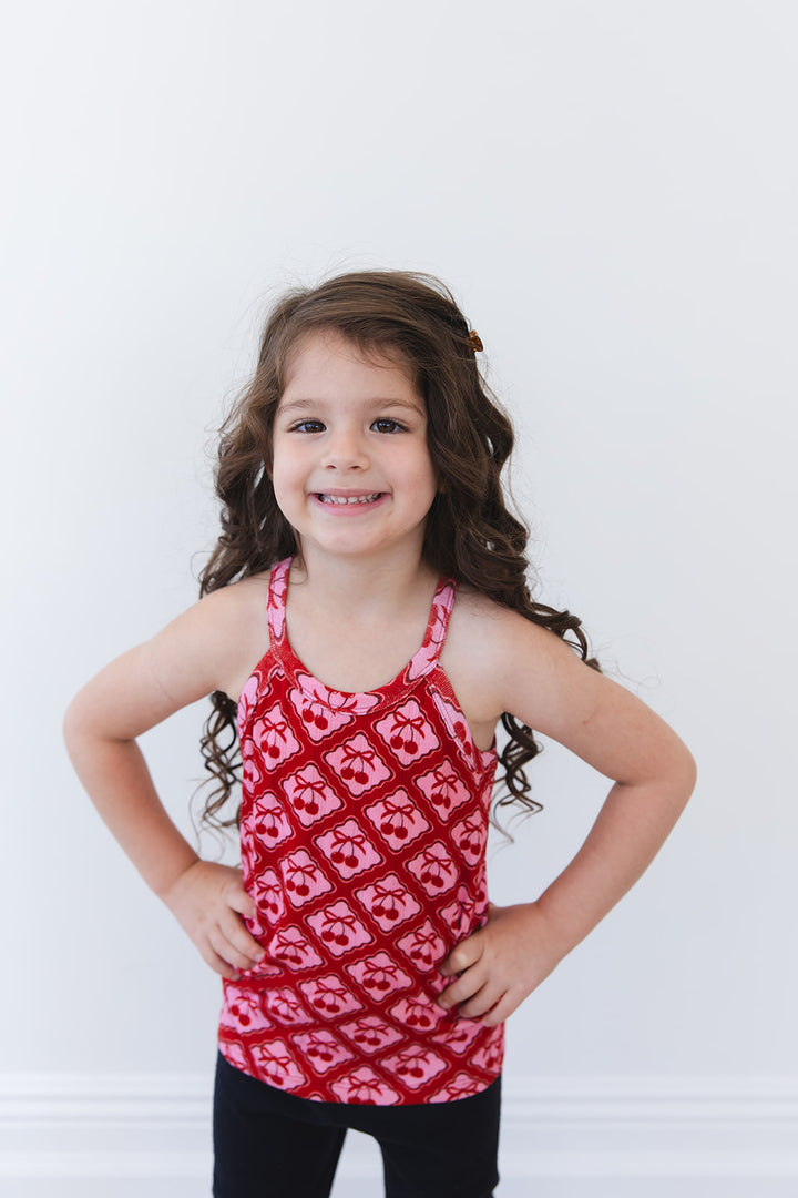 Cherry Kisses Pointelle Halter Tank Top