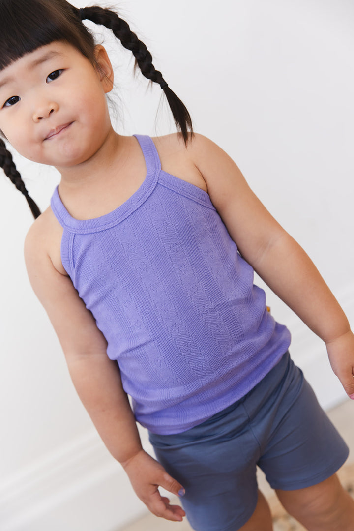 Periwinkle Pointelle Halter Tank Top