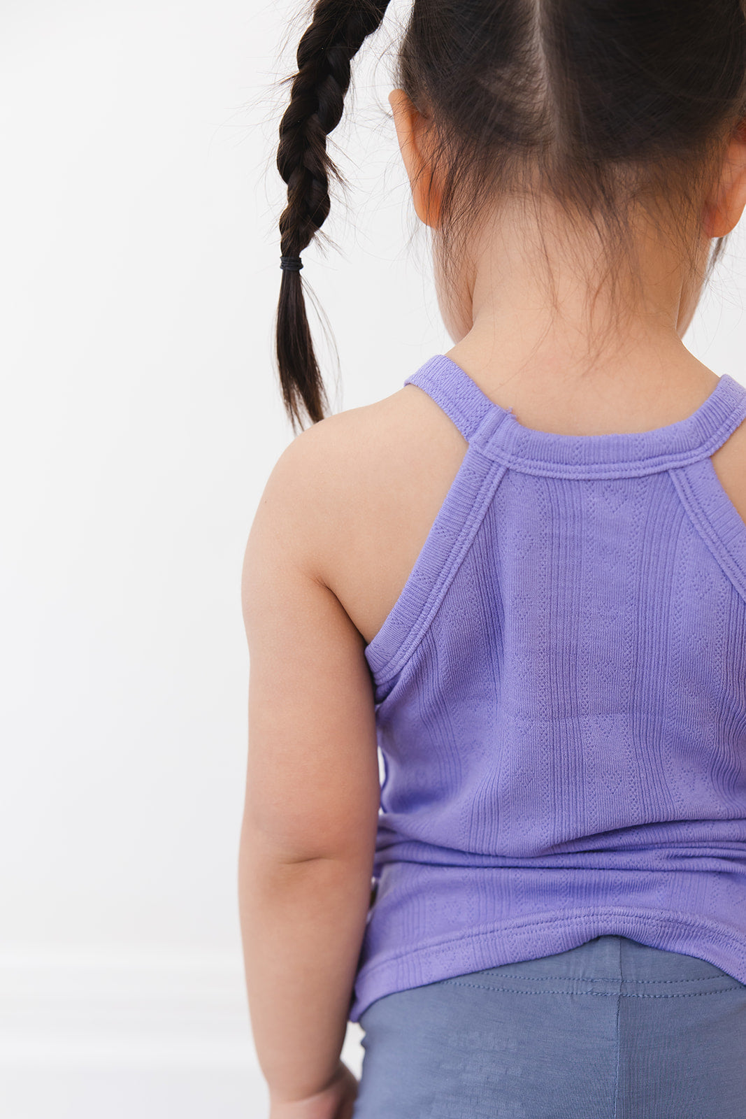 Periwinkle Pointelle Halter Tank Top