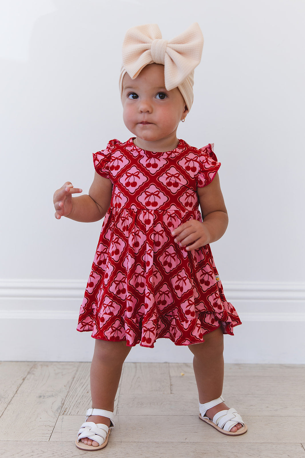 Cherry Kisses Ruffled Twirl Bodysuit Dress
