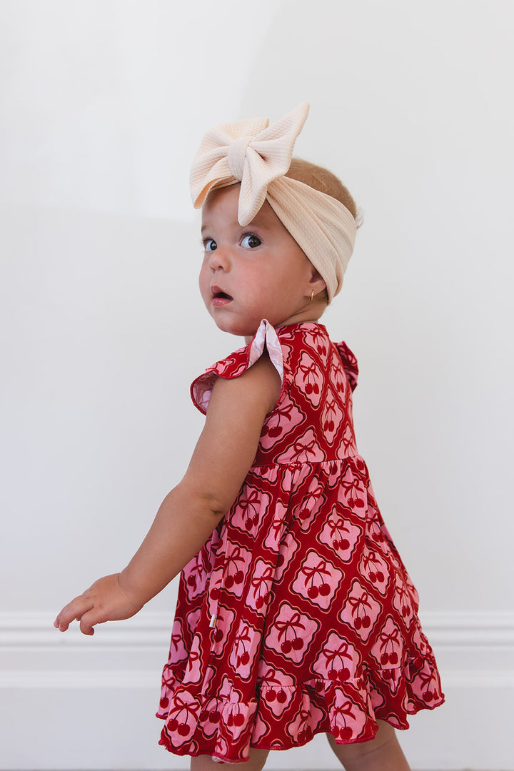 Cherry Kisses Ruffled Twirl Bodysuit Dress