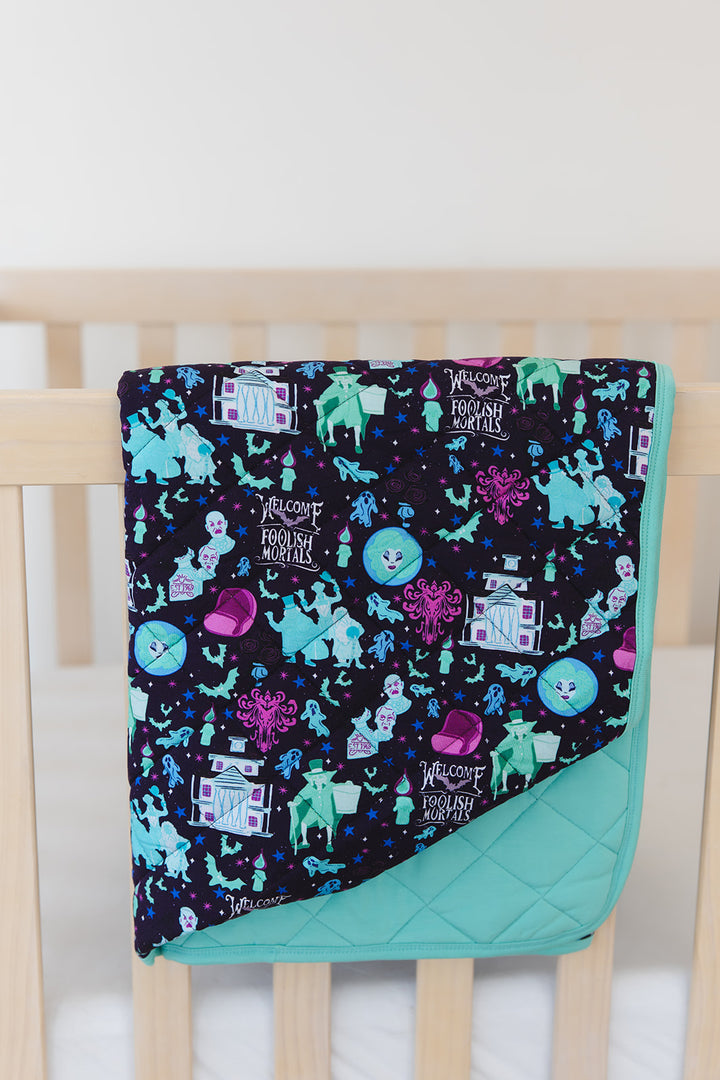 Foolish Mortals Quilted Blanket