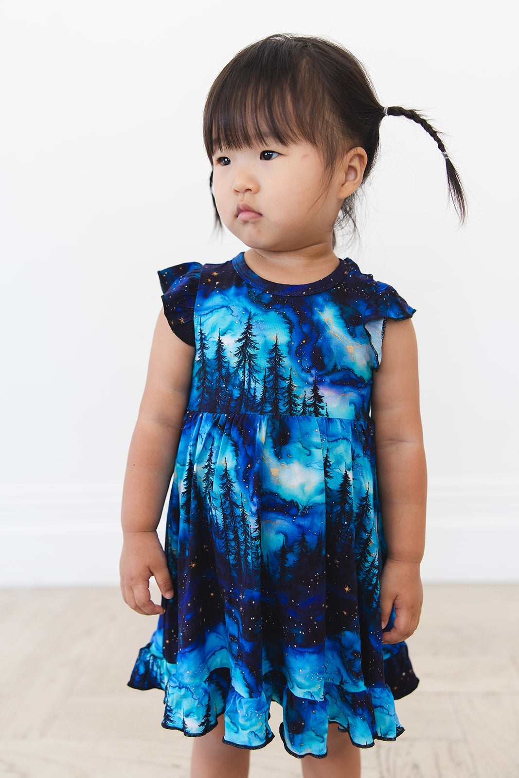 Moonlit Ruffled Twirl Bodysuit Dress