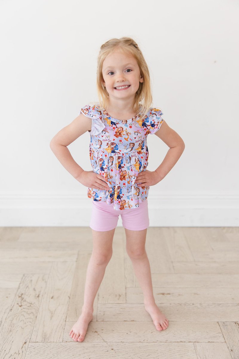 Be Our Guest Peplum Biker Shorts Set - scoots