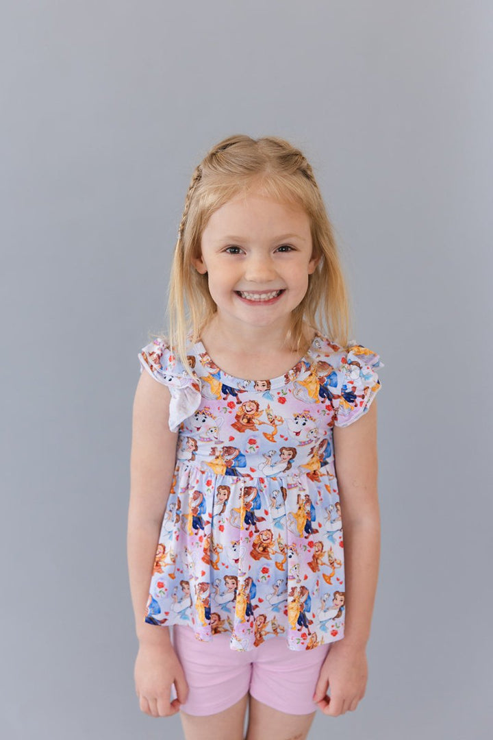 Be Our Guest Peplum Biker Shorts Set - scoots