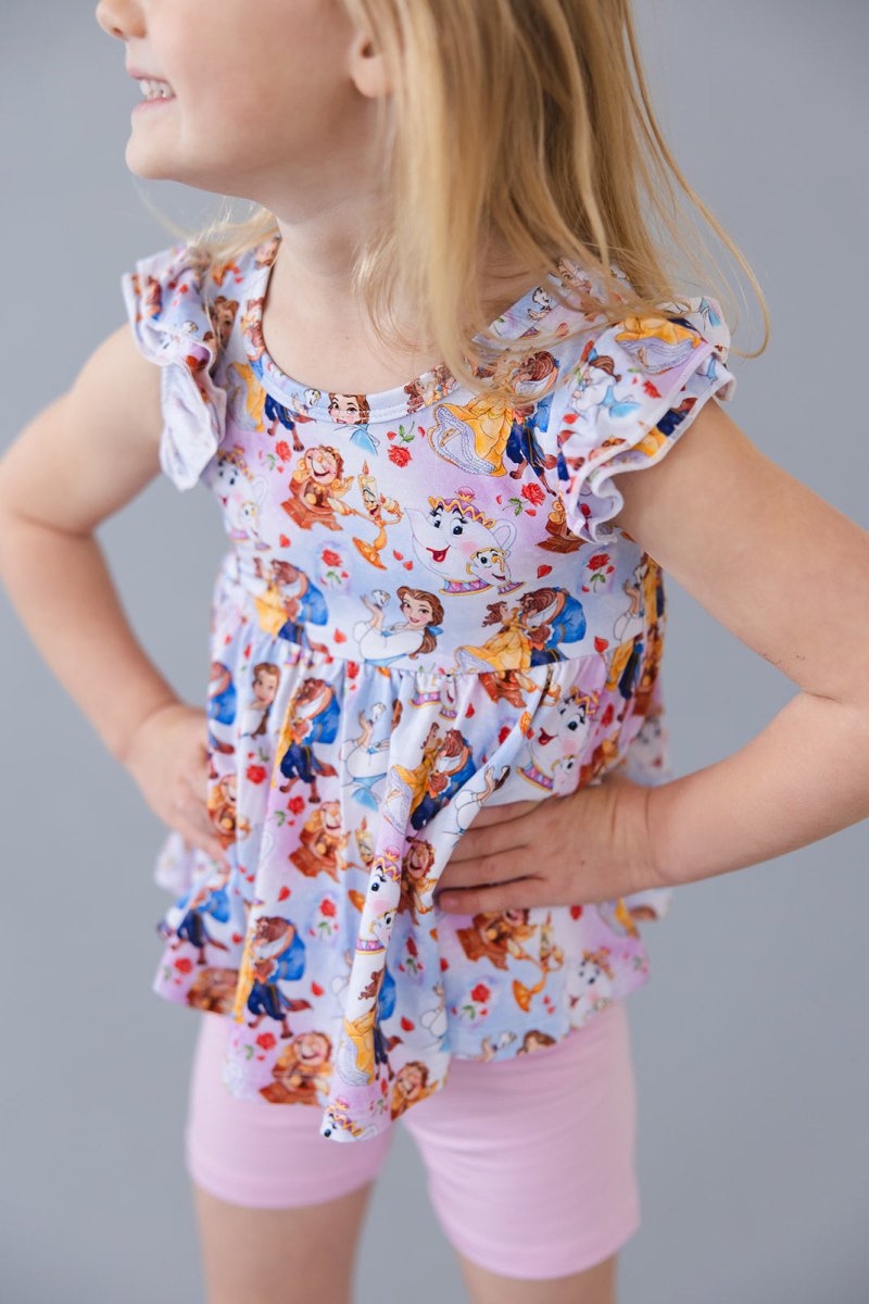 Be Our Guest Peplum Biker Shorts Set - scoots