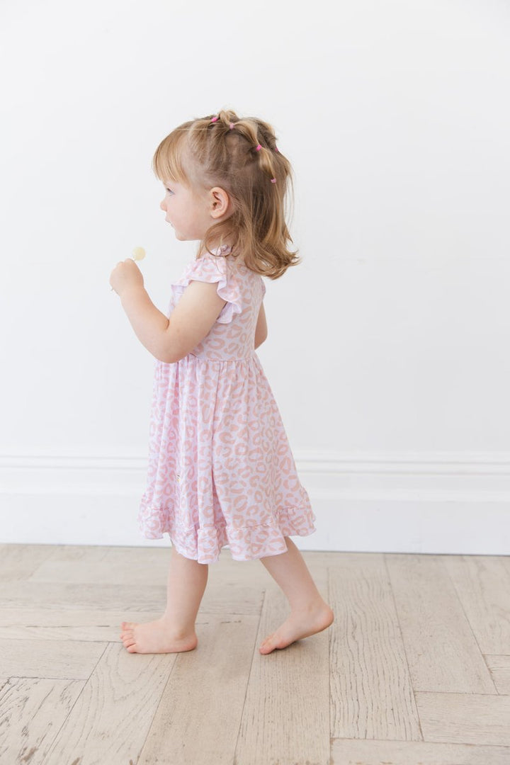 Blush Leopard Ruffled Twirl Bodysuit Dress - scoots