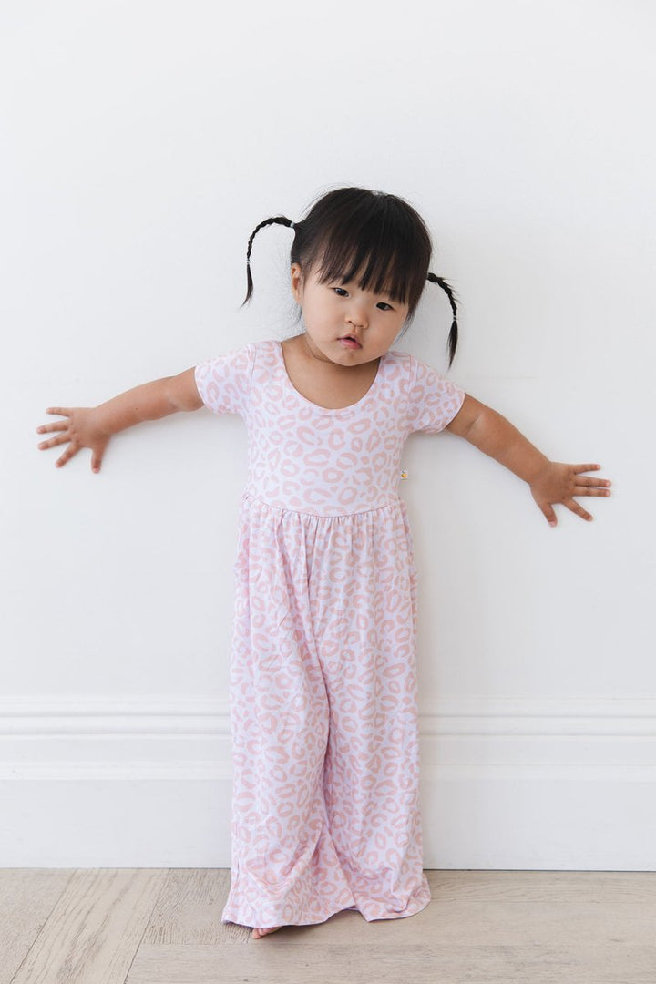 Blush Leopard Wide Leg Romper - scoots