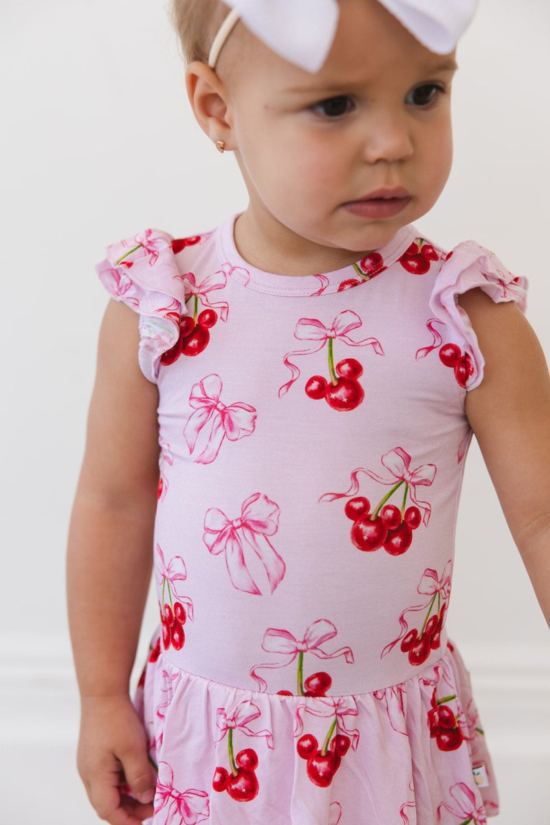 Cherries Twirl Bodysuit Dress - scoots
