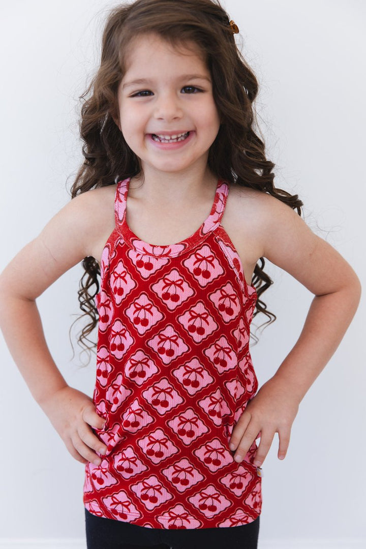 Cherry Kisses Pointelle Halter Tank Top - scoots