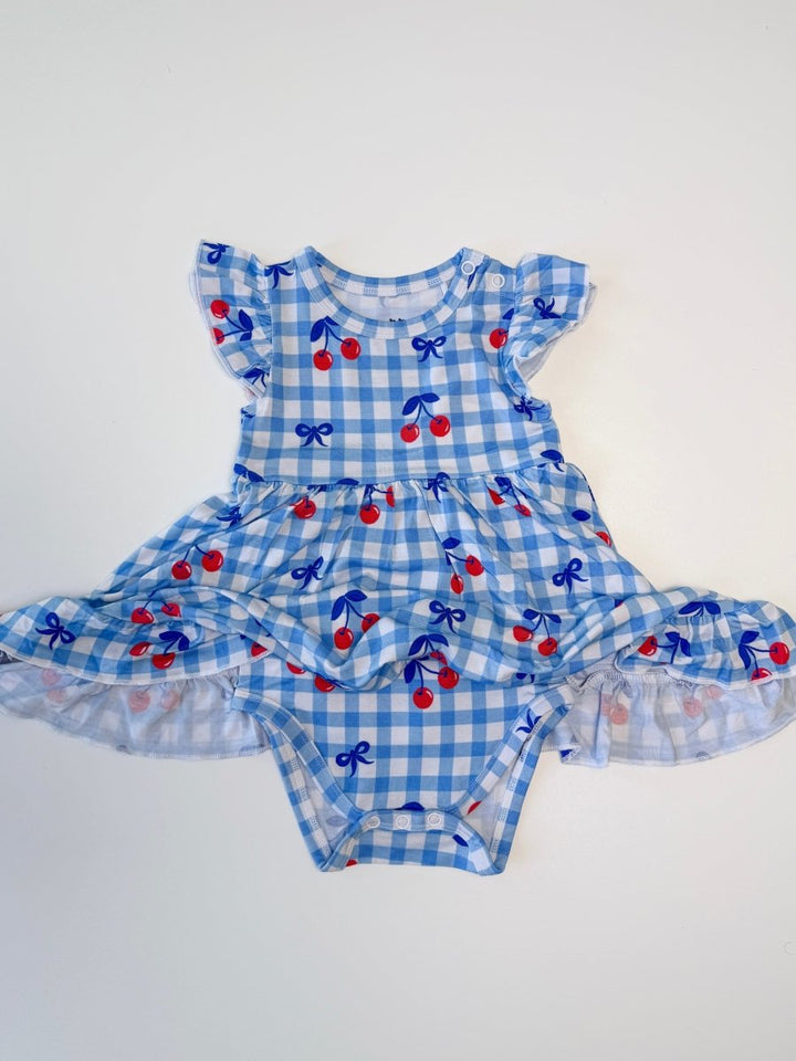 Cherry on Top Ruffled Twirl Bodysuit Dress - scoots