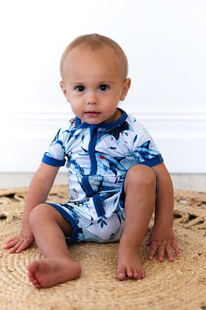 Chomp Squad Short Romper - scoots