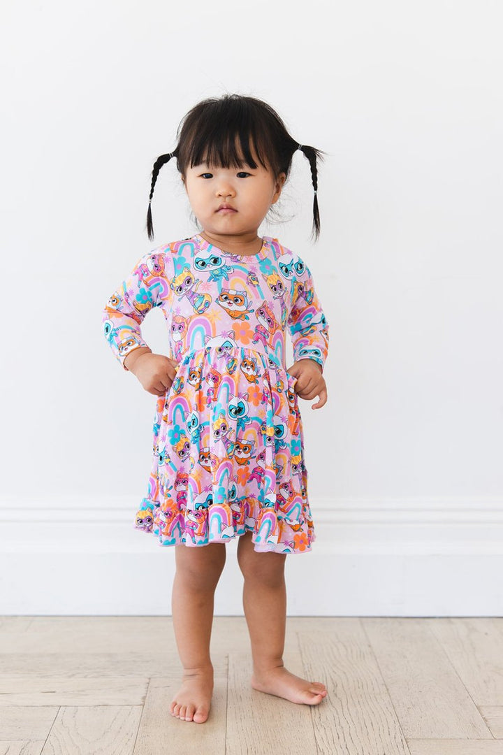 Claws Out Ruffled Twirl Bodysuit Dress - scoots