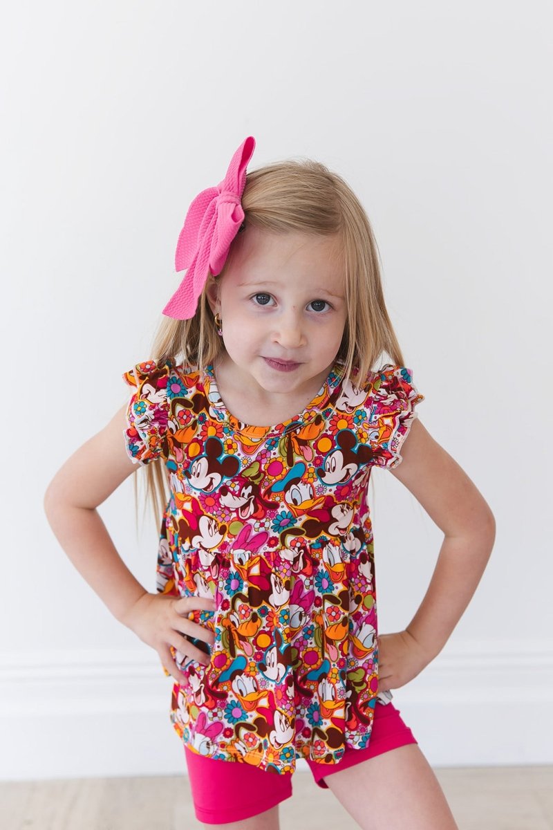 Flower Power Peplum Biker Shorts Set - scoots