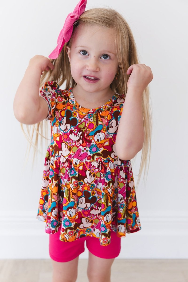 Flower Power Peplum Biker Shorts Set - scoots