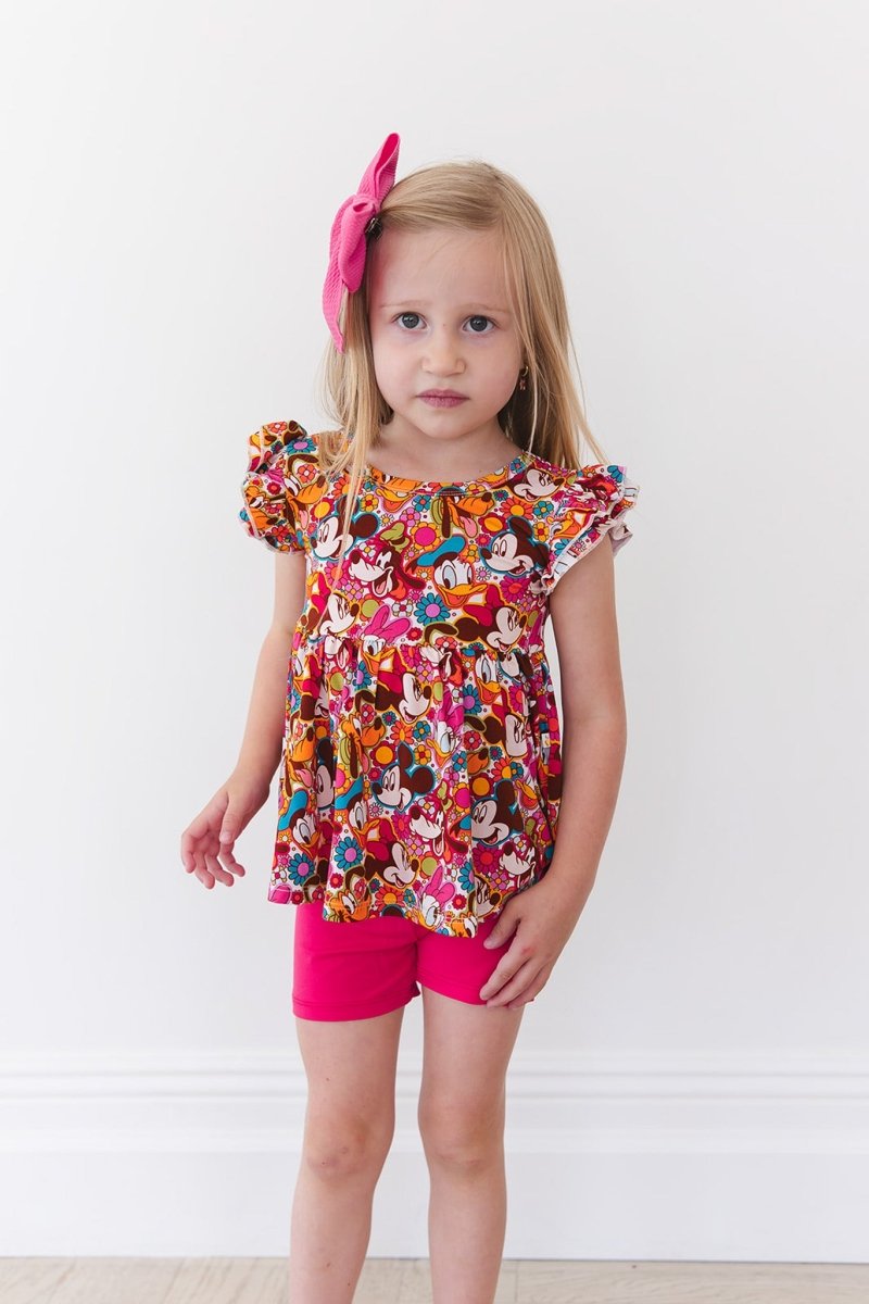 Flower Power Peplum Biker Shorts Set - scoots