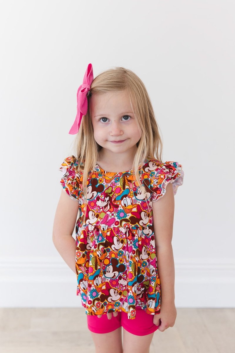 Flower Power Peplum Biker Shorts Set - scoots