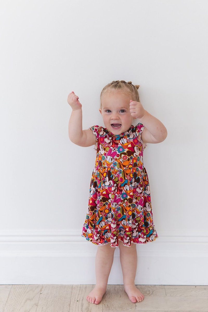 Flower Power Ruffled Twirl Bodysuit Dress - scoots