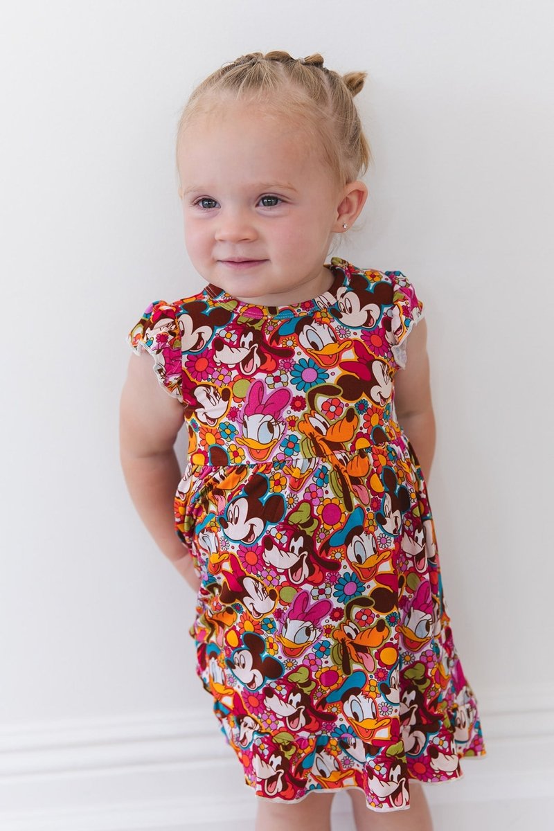 Flower Power Ruffled Twirl Bodysuit Dress - scoots