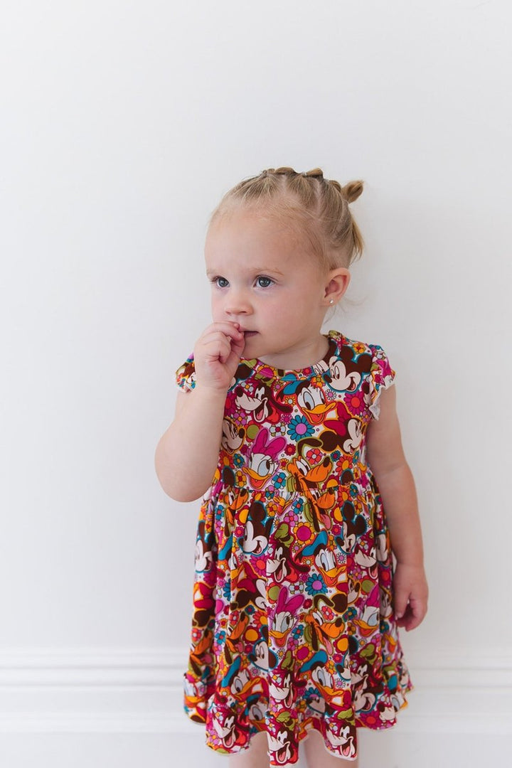Flower Power Ruffled Twirl Bodysuit Dress - scoots