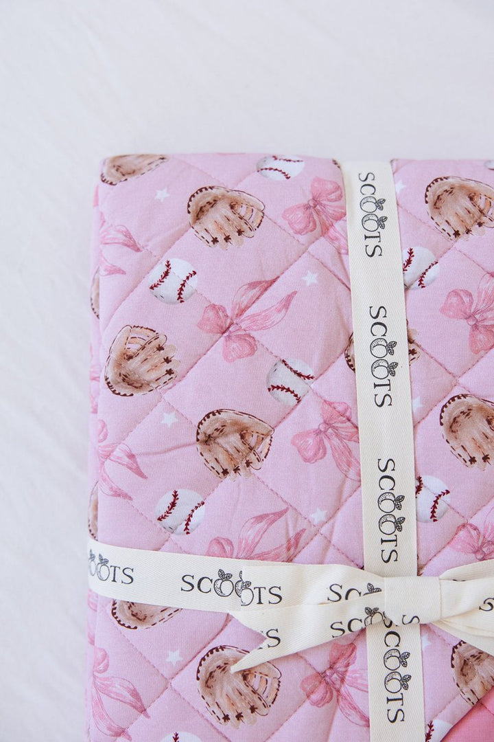 Home Run (Pink) Quilted Blanket - scoots
