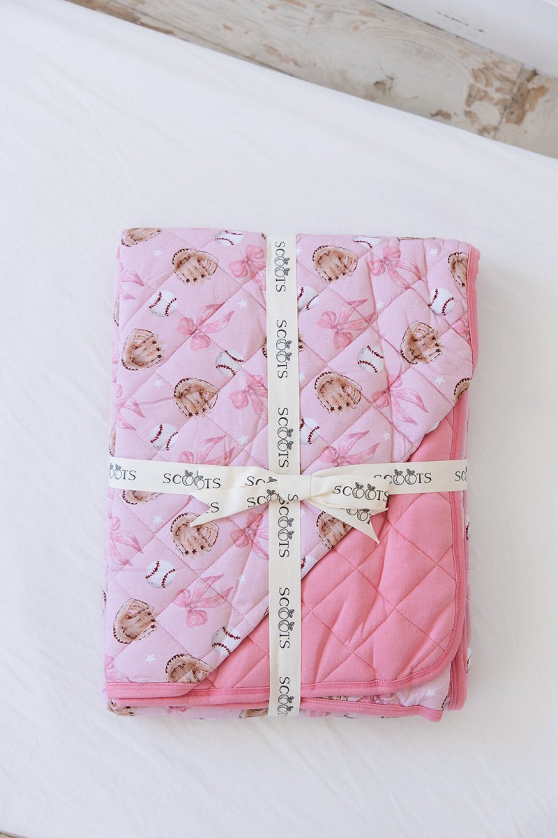 Home Run (Pink) Quilted Blanket - scoots