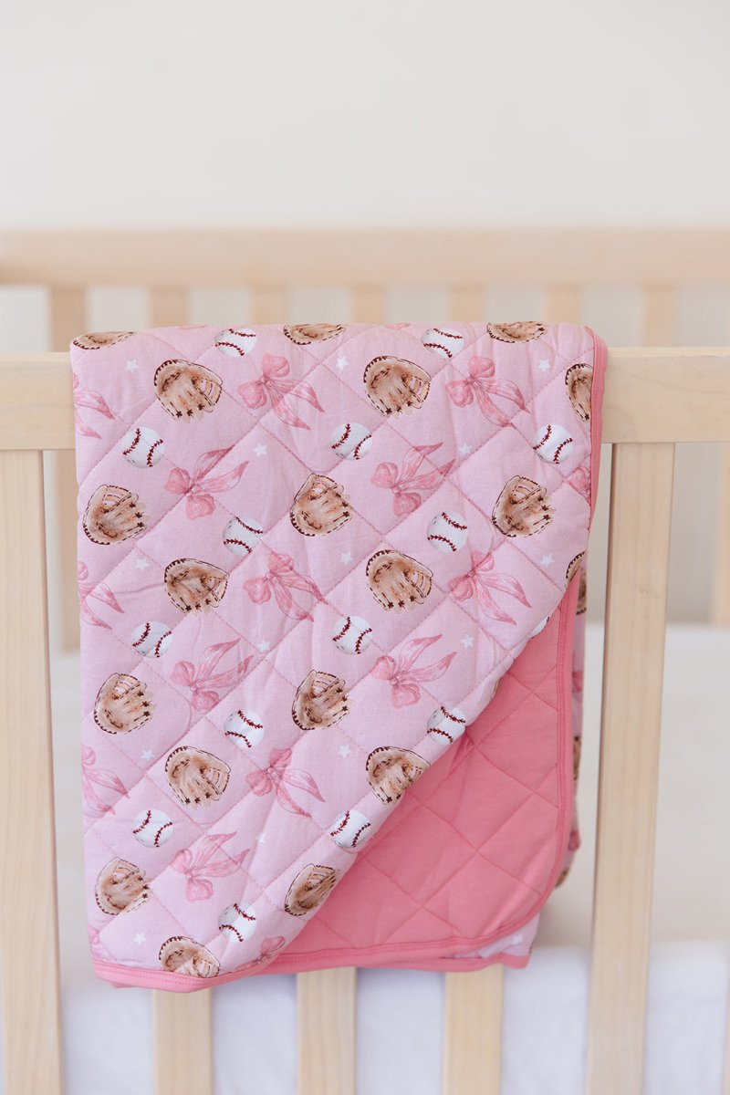Home Run (Pink) Quilted Blanket - scoots