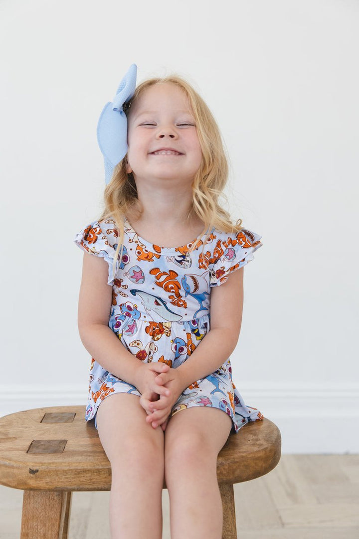 Just Keep Swimming Peplum Biker Shorts Set - scoots