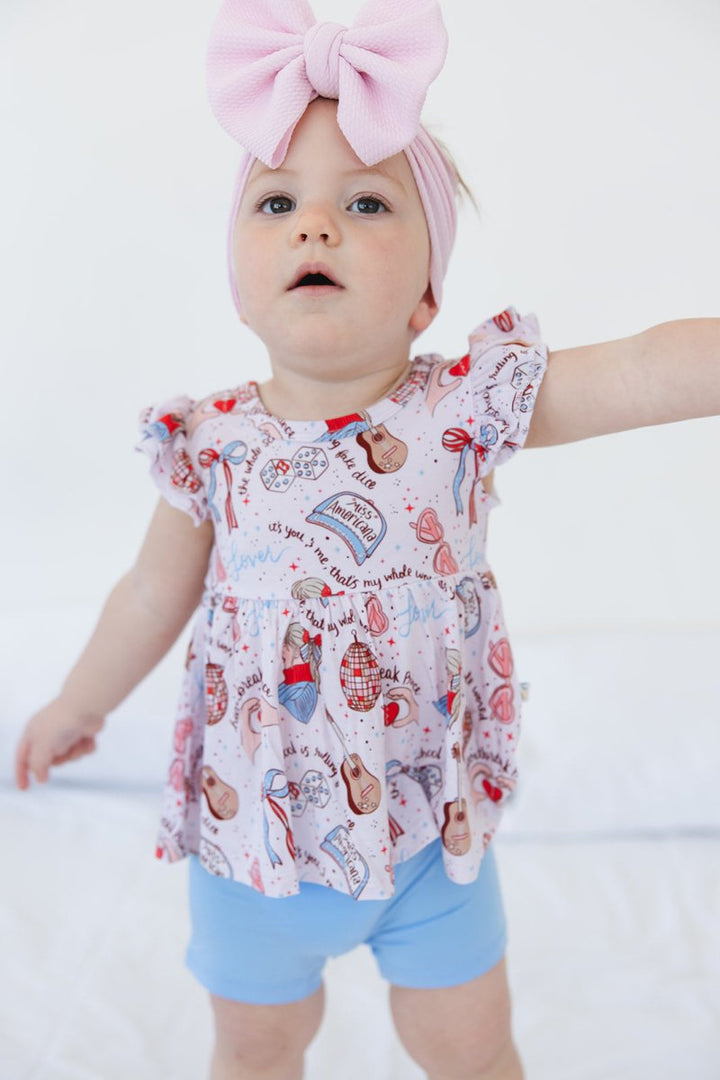 Miss Americana Peplum Biker Shorts Set - scoots