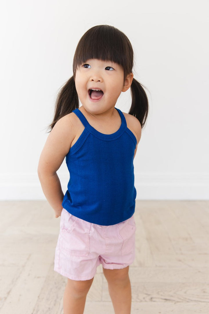 Navy Pointelle Halter Tank Top - scoots