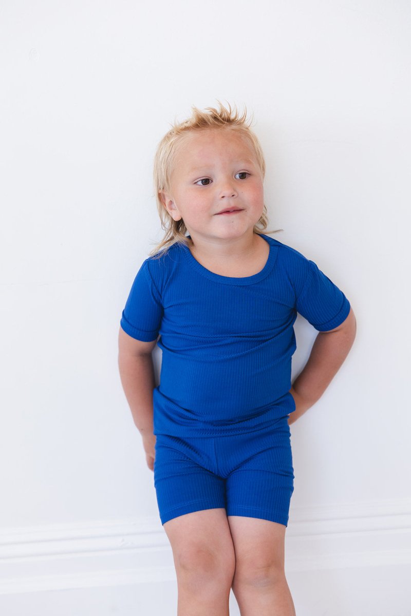 Navy Ribbed Short Jams - scoots