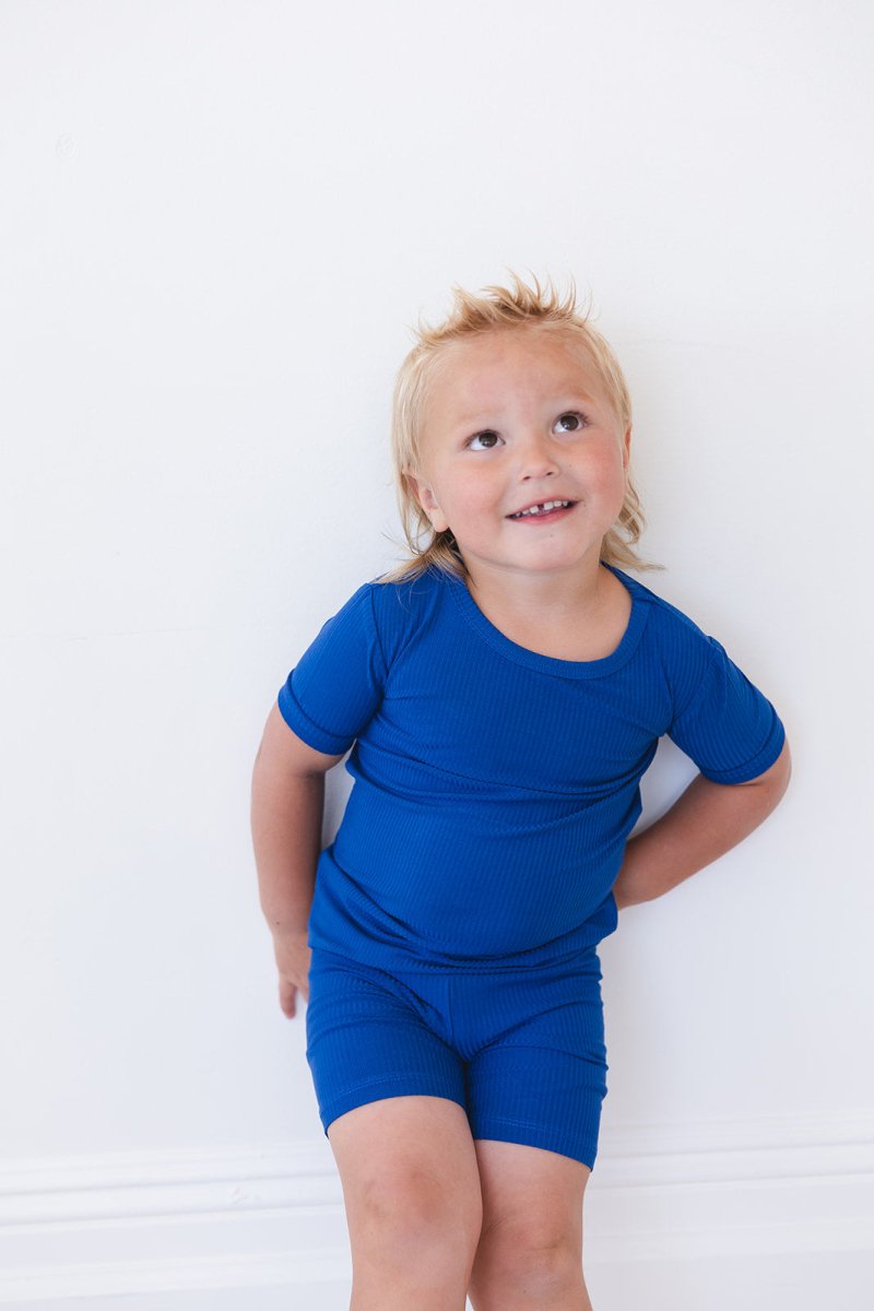 Navy Ribbed Short Jams - scoots