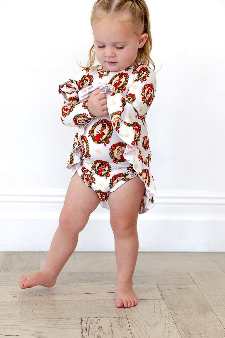 Peppermint Princess Ruffled Twirl Bodysuit Dress - scoots