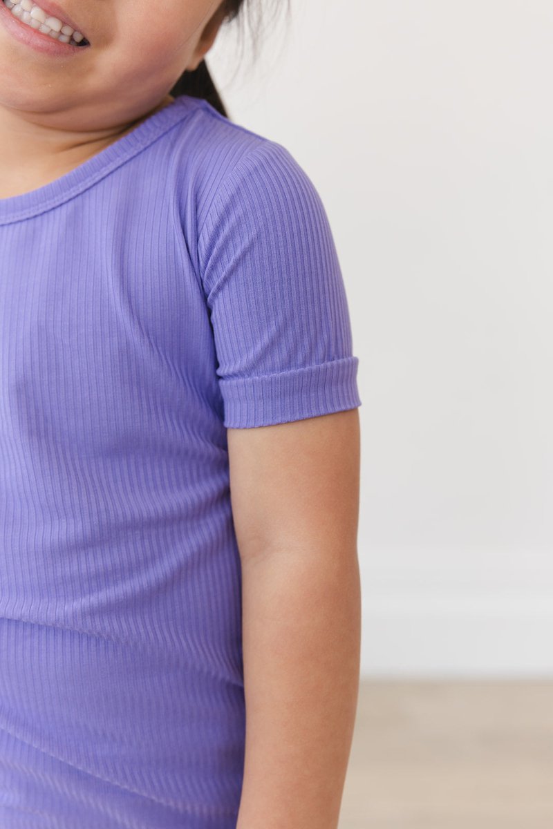 Periwinkle Ribbed Short Jams - scoots
