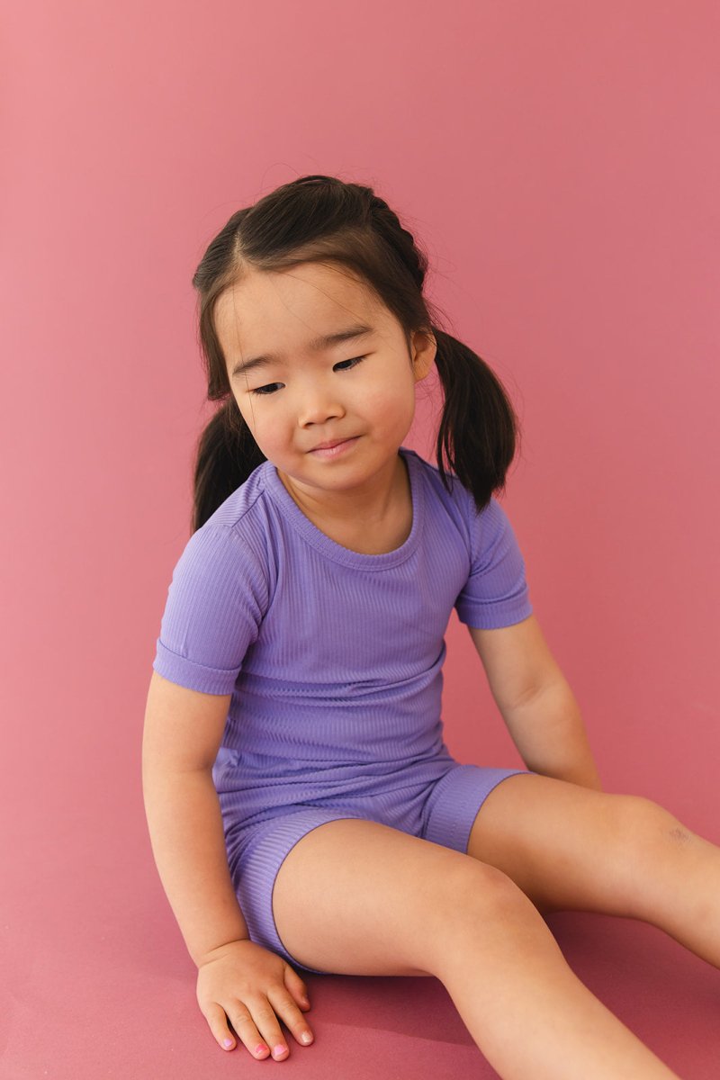 Periwinkle Ribbed Short Jams - scoots