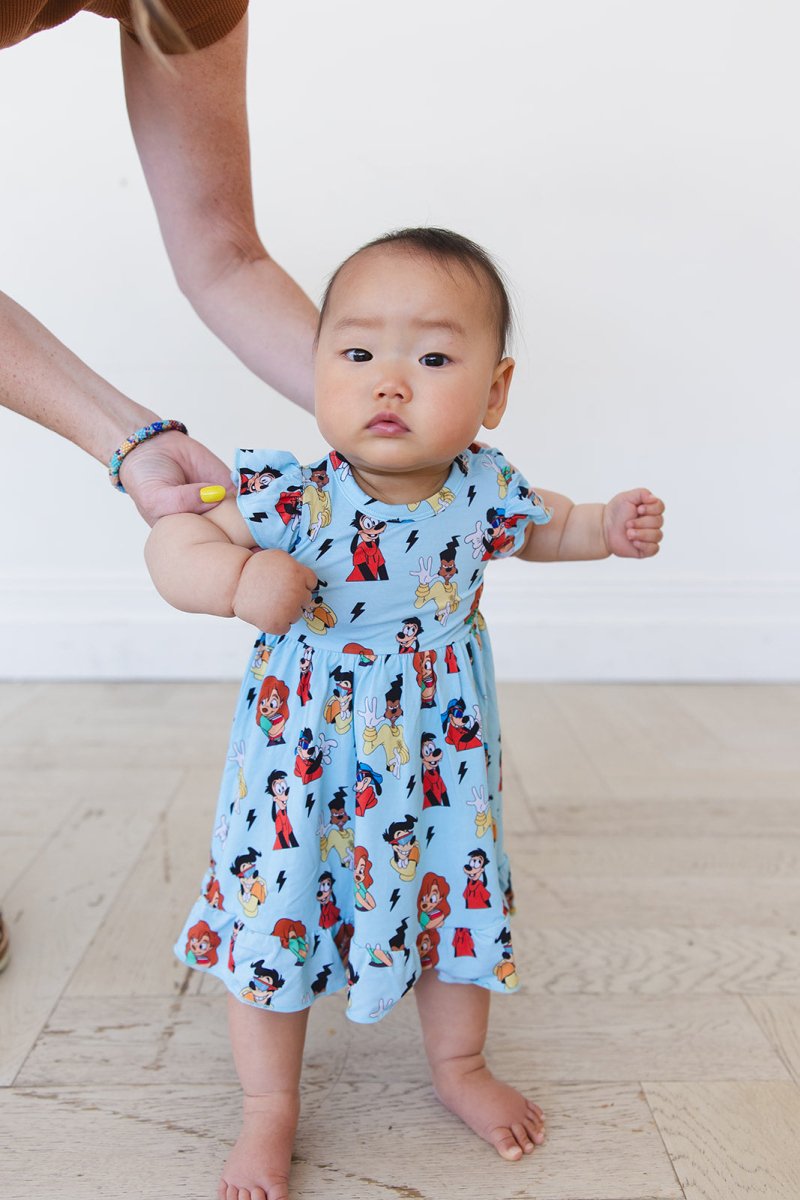Powerline Ruffled Twirl Bodysuit Dress - scoots