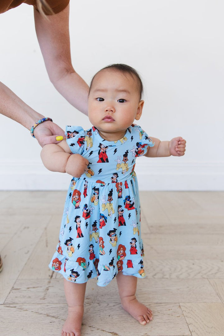 Powerline Ruffled Twirl Bodysuit Dress - scoots