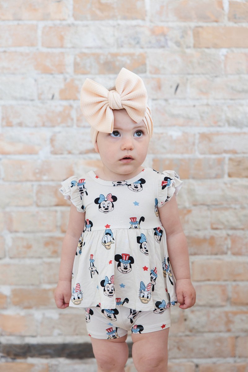 Red White & Blue Crew Peplum Biker Shorts Set - scoots