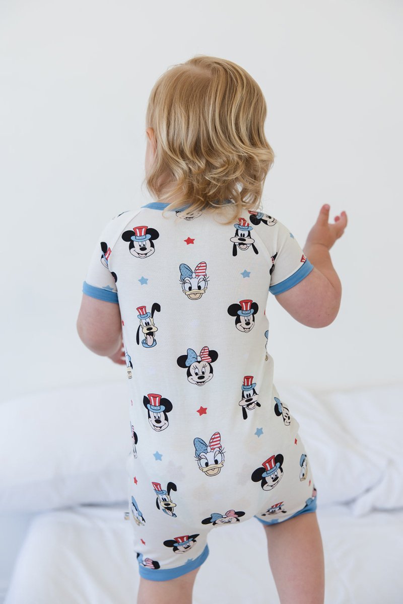 Red White & Blue Crew Short Romper - scoots