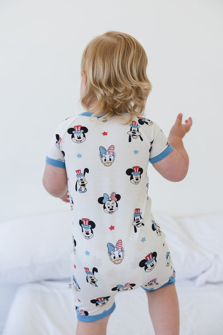 Red White & Blue Crew Short Romper - scoots