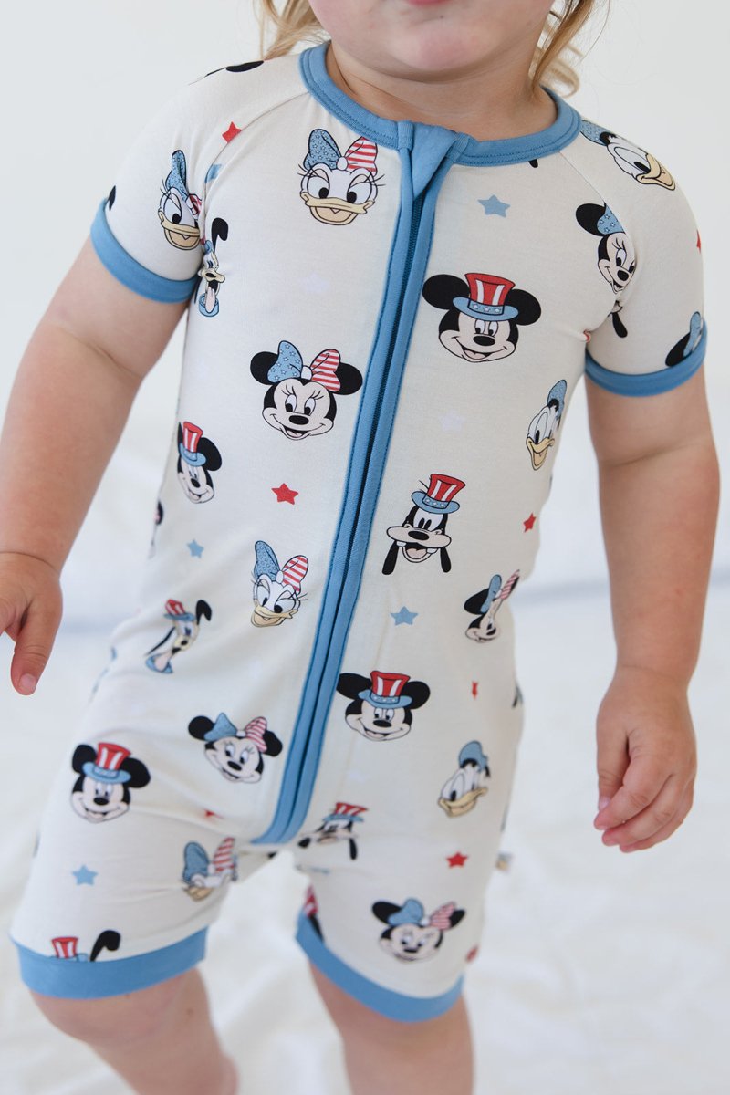 Red White & Blue Crew Short Romper - scoots