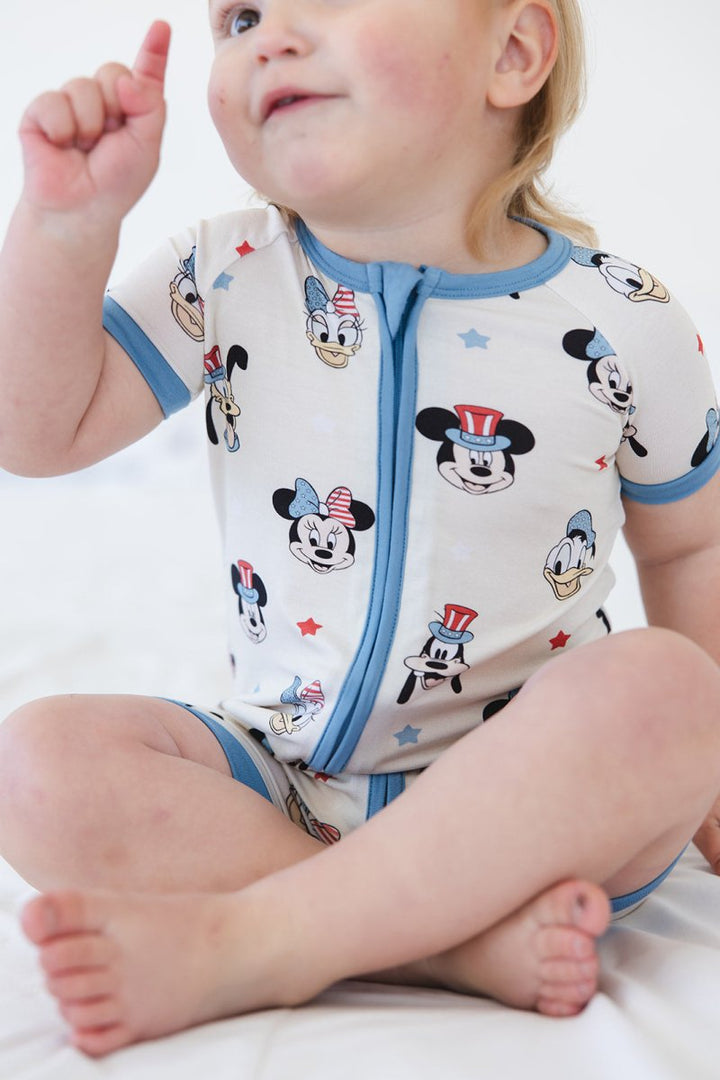 Red White & Blue Crew Short Romper - scoots