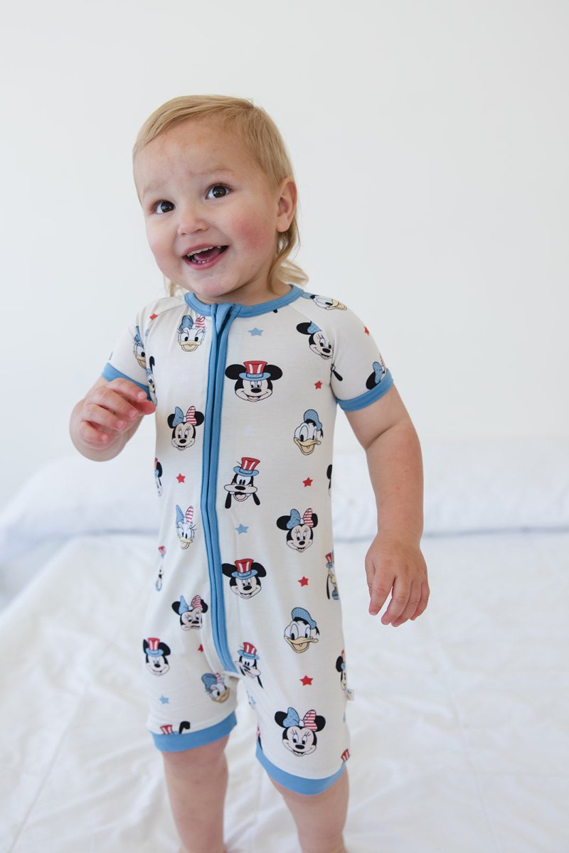 Red White & Blue Crew Short Romper - scoots